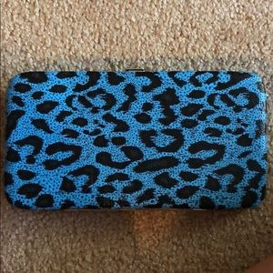 Blue cheetah print wallet
